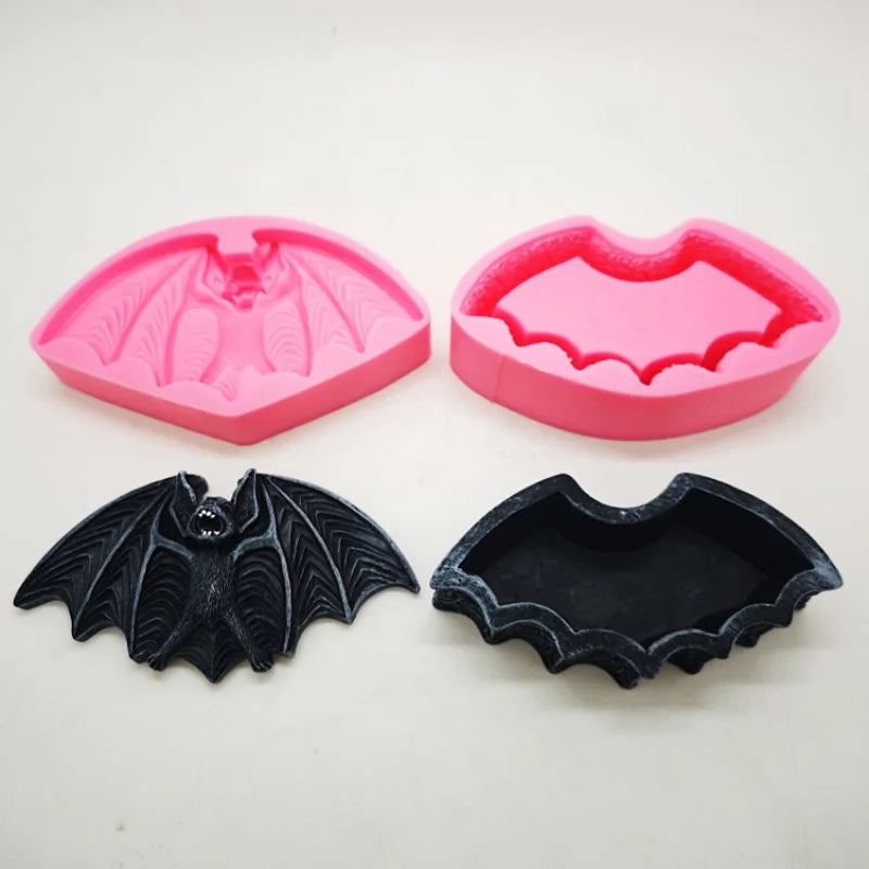 Silicone Mold Bat Jewelry Box DIY Halloween Decor Gypsum Craft Tools
