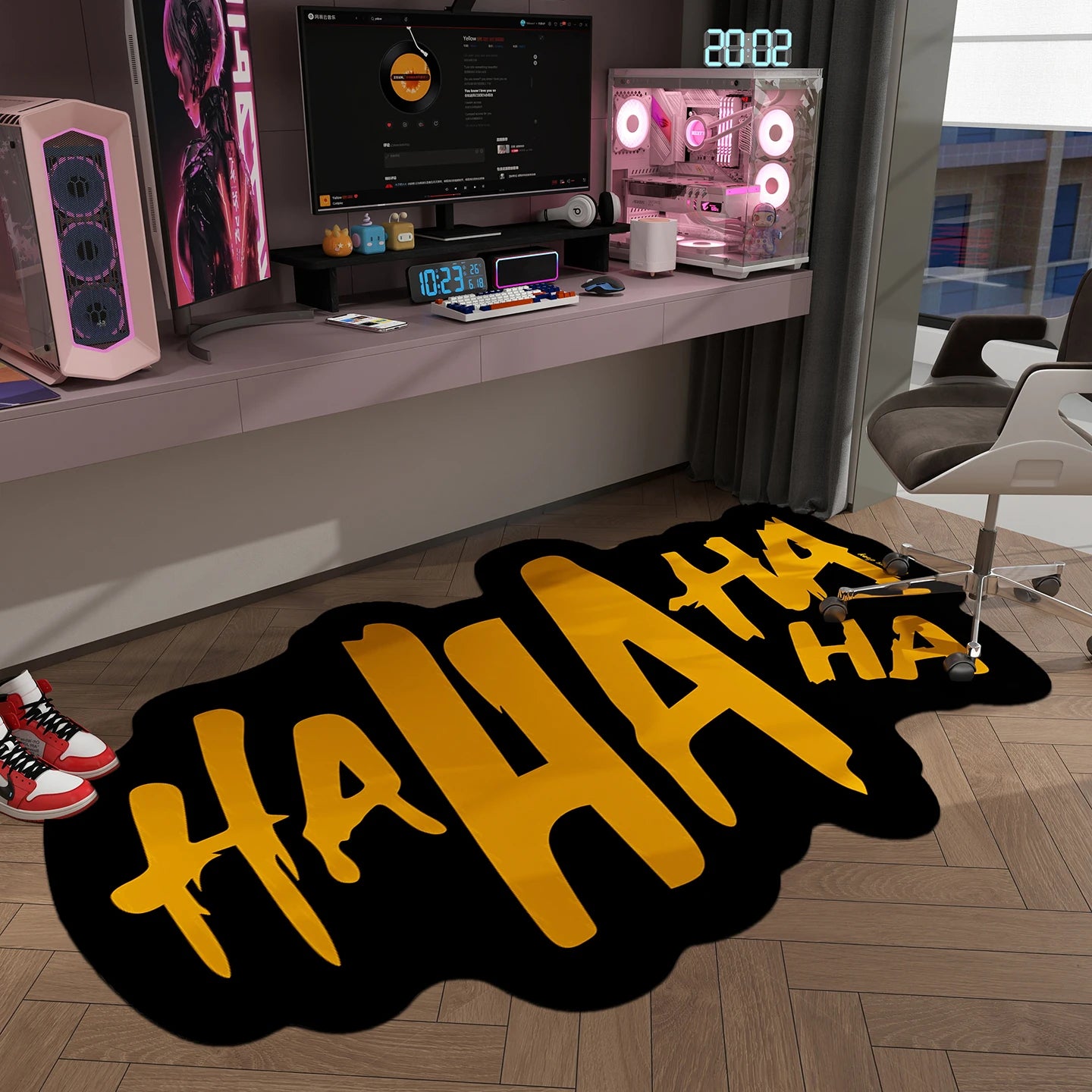 Creative Haha Rugs for Bedroom Irregular Shapes Living Room Decoration Carpet Washable E-sports Floor Mat Anti-slip Lounge Rug