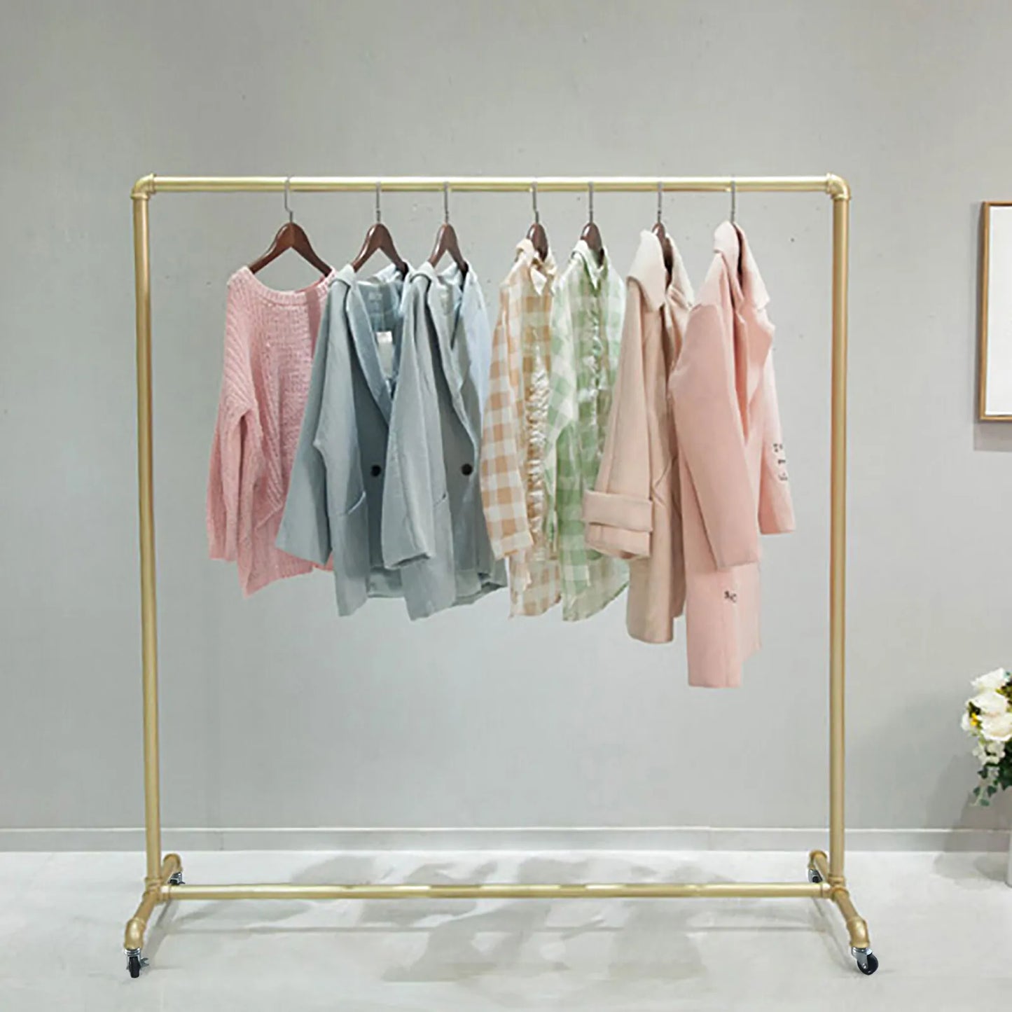 Bymaocar Metal Clothes Rack With Wheels Garment Holder