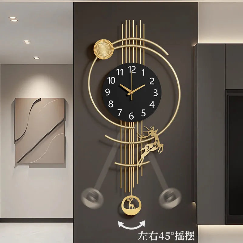 Luxury Modern Minimalist Wall Clock Living Room Large Creative Metal Silent Creative Round Kitchen Dining Room Wall Art Decor
