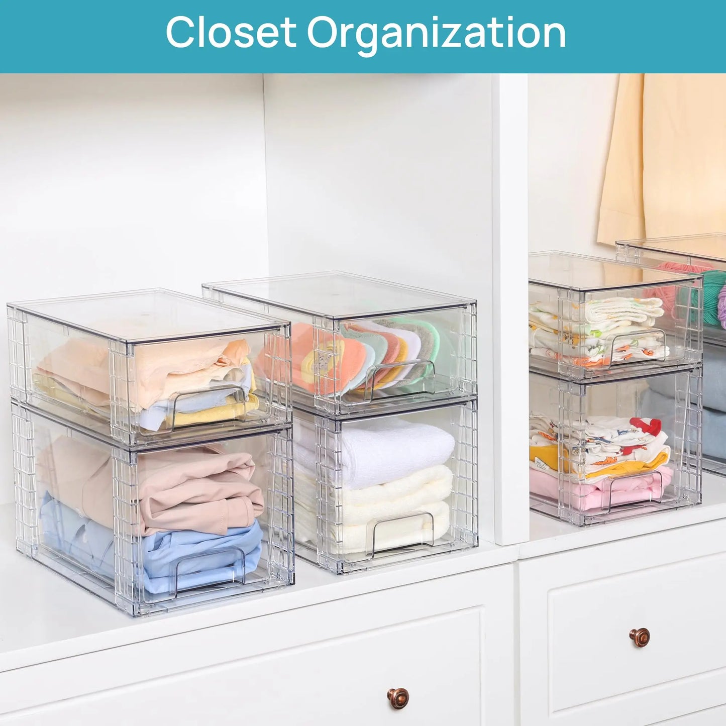 Acrylic Kitchen Cabinets Pantry Undersink Organizers and Storage Large Stackable Storage Drawers Plastic Bins Bathroom Closet