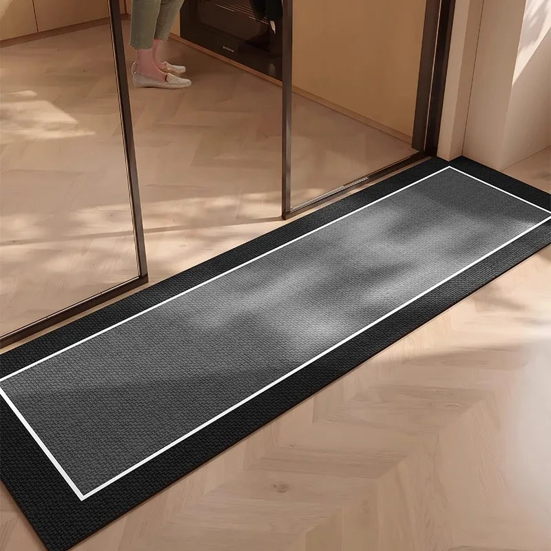 Kitchen Rug Waterproof Floor Mat Anti-slip Mats PVC Leather Carpet Black Carpets Minimalist Home Decor Rugs Alfombra De Cocina