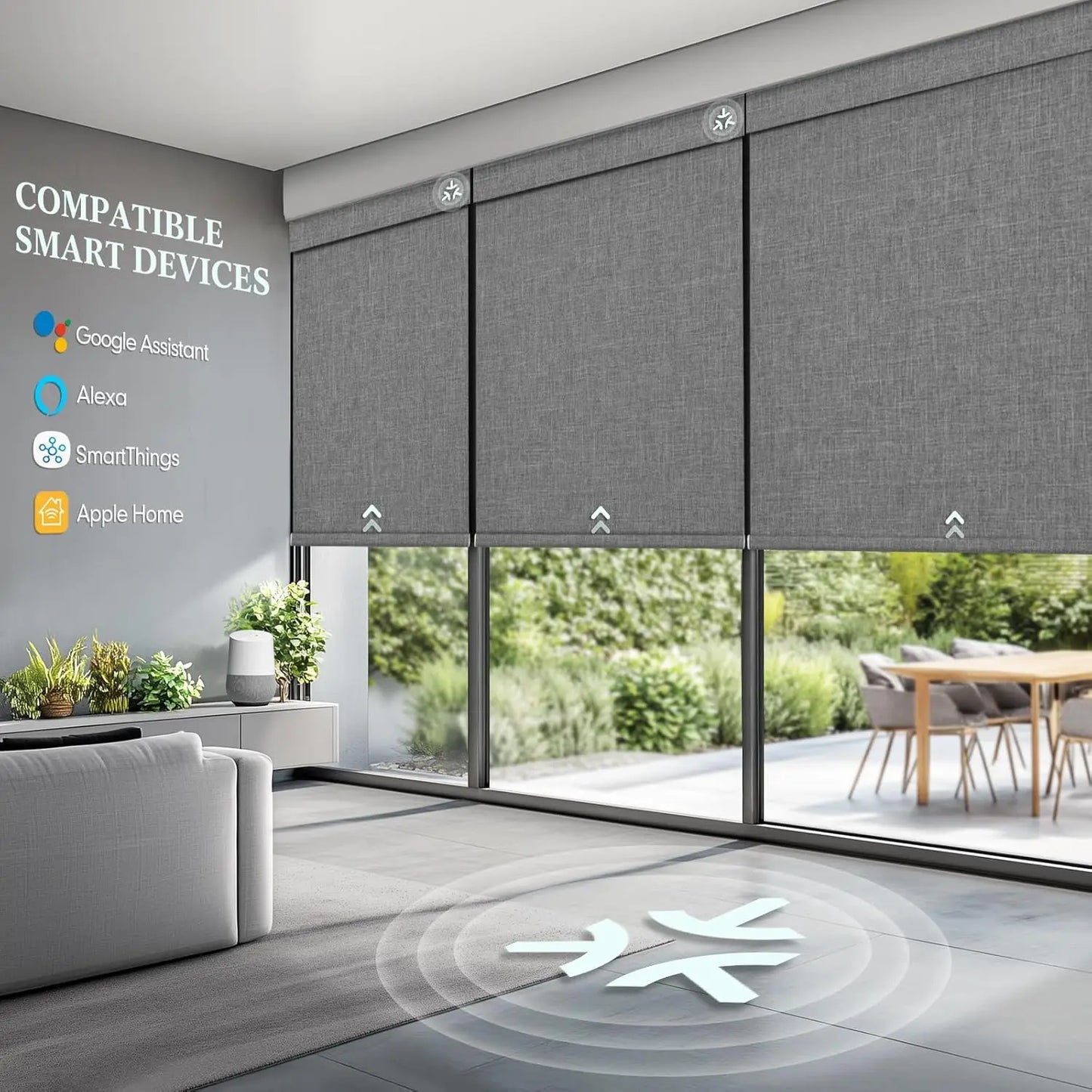 Motorized Blinds with Remote, Automatic Roller Shades for Windows with Matter Motor,Solar Panel,Rechargeable