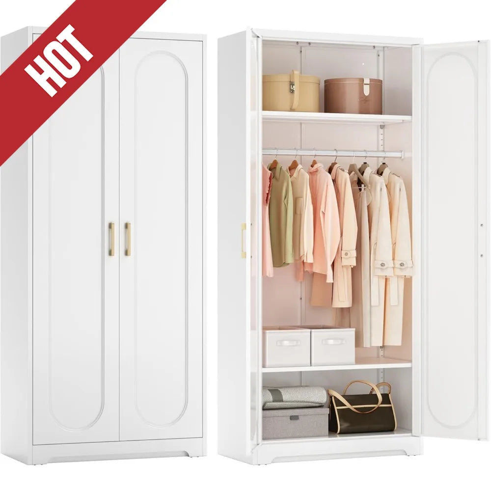 XMSJ Metal Armoire Wardrobe Closet For Hanging Clothes
