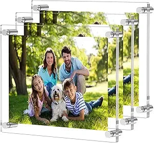 Wall-Mounted Clear Acrylic 8x10 Photo Frame, Floating Style for Displaying 9.7x11.7 Inch Full Frame Images - Set of 3