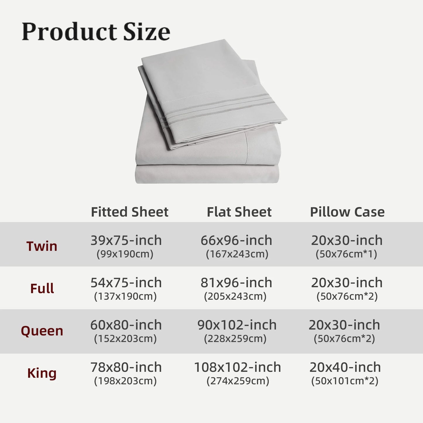 Battilo Double Bed Sheets 4Pieces Set Fitted Flat Sheet with Pillowscase Luxury Microfiber King Queen Full Twin Size Bedding Set