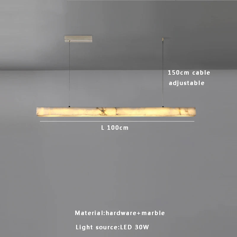 Natural Marble Ceiling Chandelier Luxury Long Stone Hanging Lamp Modern Art Decor Dining Room Kitchen Island Pendant Lamp