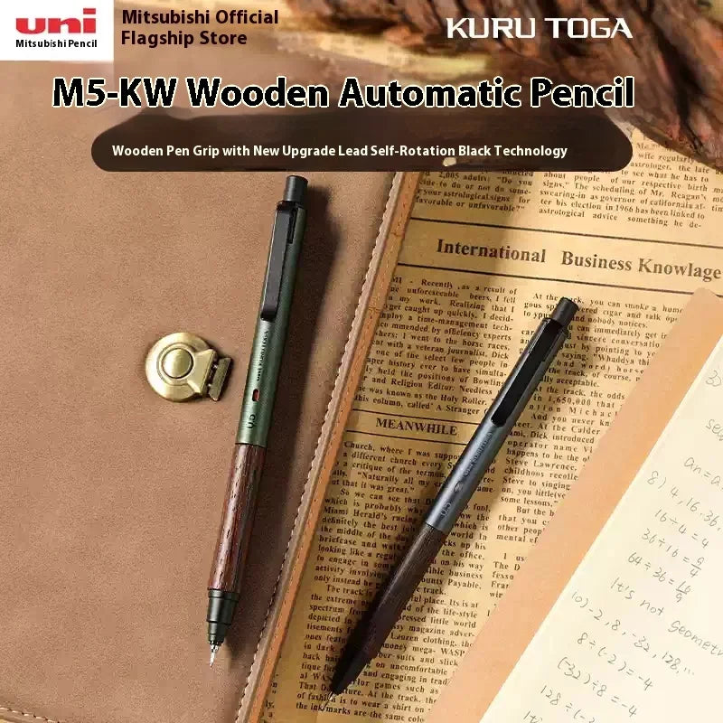 Luxury Japanese Stationery Uni Kuru Toga Mechanical Pencil M5-KW/KH with Wood Grip 0.5MM Automatic Pencil for Back To School