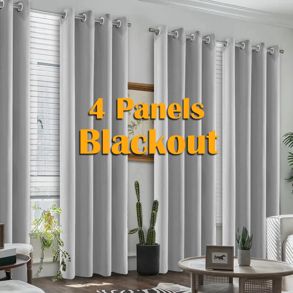 4Pcs Blackout Curtains Heat Insulated Grommet Living Room