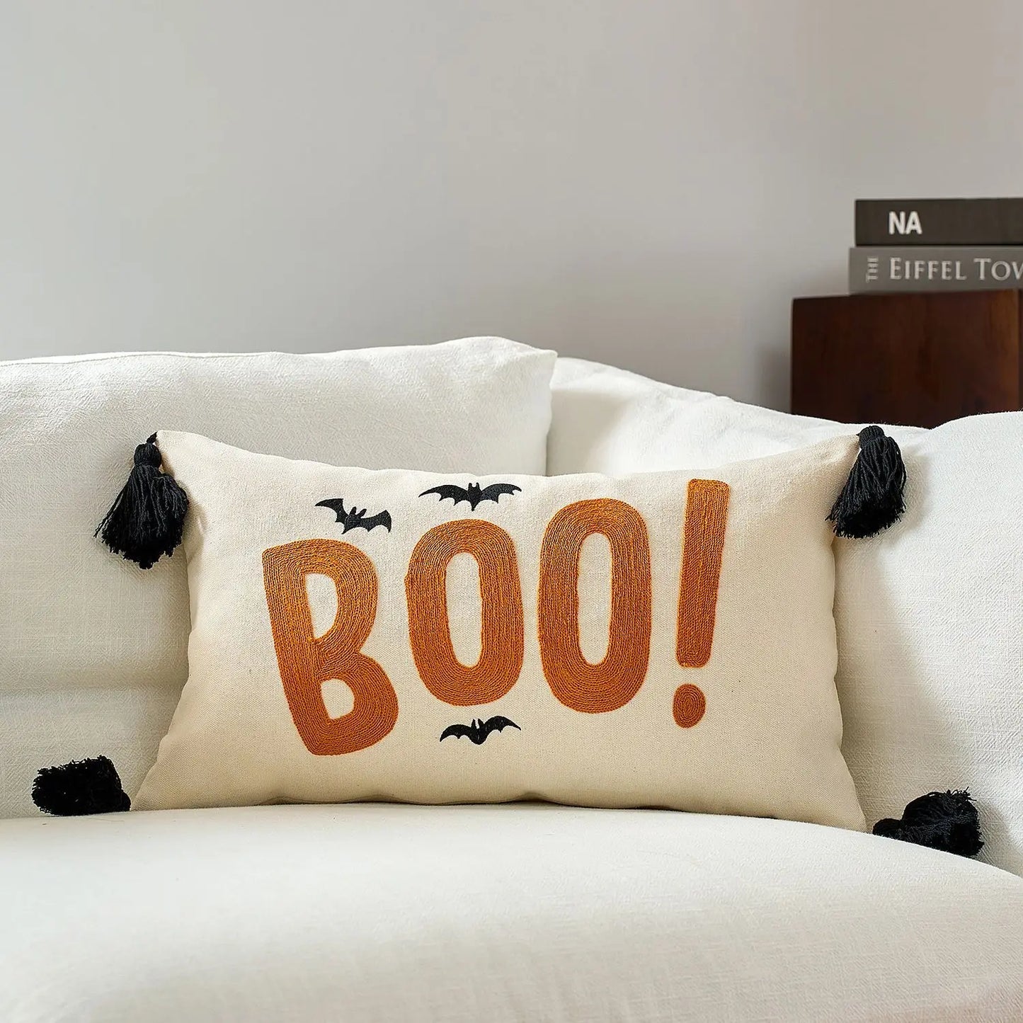 Halloween Tufted Throw Pillow Cover Thanksgiving Maple Pumpkin Square Cushion Cover for Home Living Room Party DIY Fall Decor