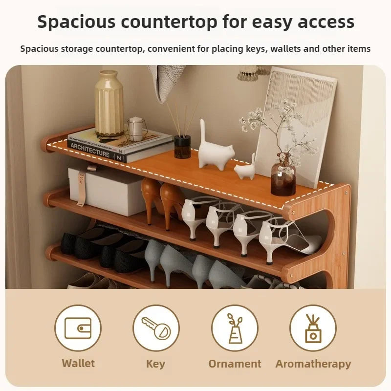Simple shoe rack for household use, wooden storage at the entrance, multi-layer dormitory storage at the entrance, storage rack