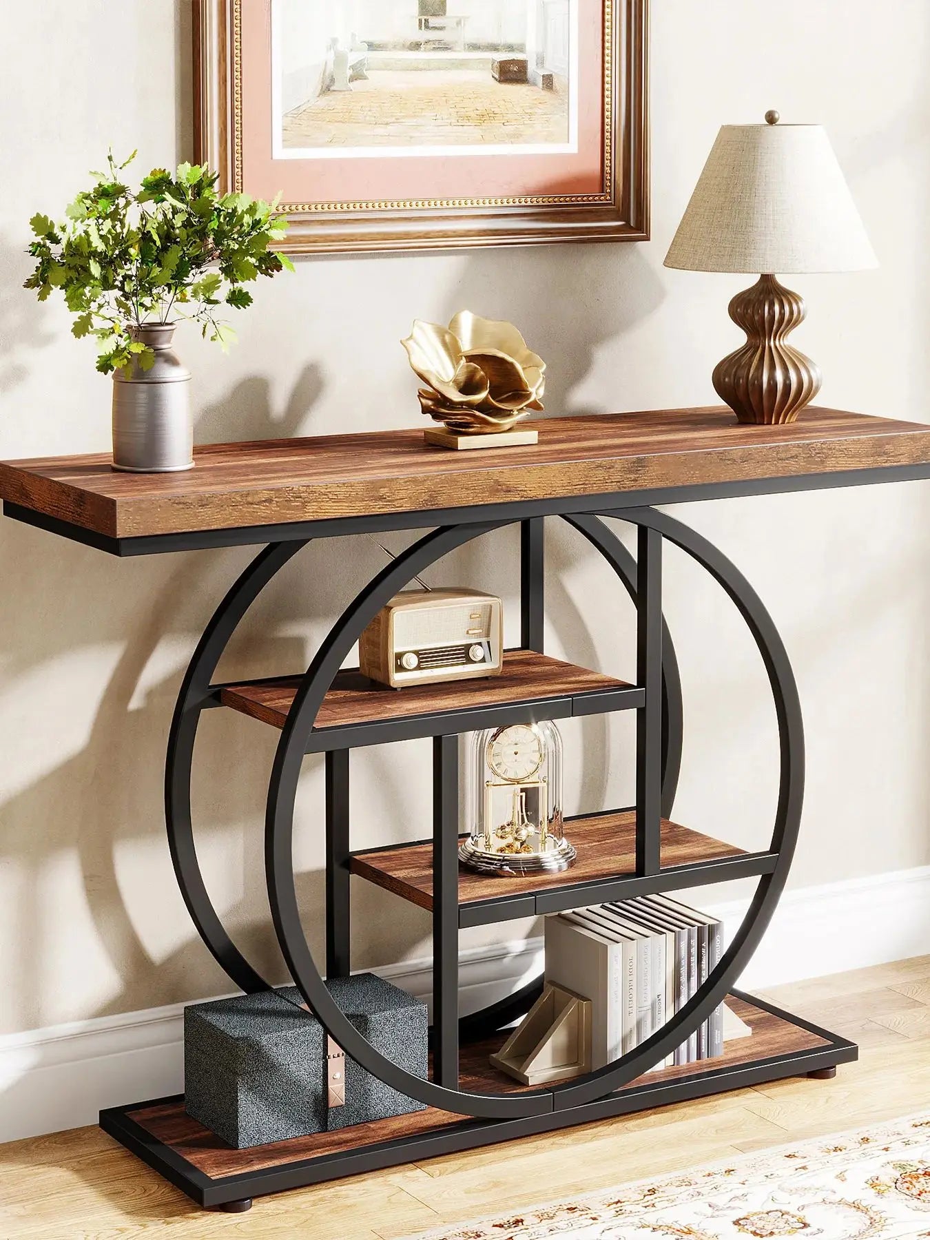 Console Table 4 Tier Entry 41.3 Inch Industrial Sofa Table