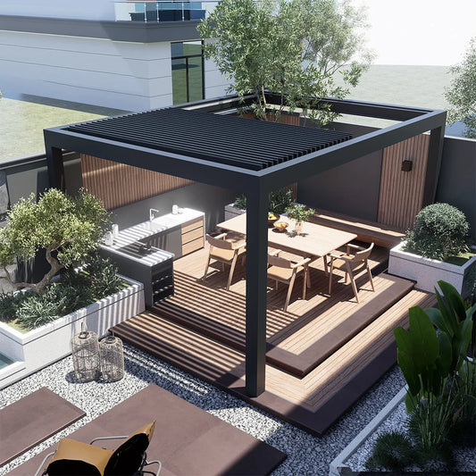 Backyard Terrace Folding Waterproof Bioclimatic Roof 4X3 Gazebo Pergolas Sunroom Tents Gazebi Tonnelles Marquees Awnings