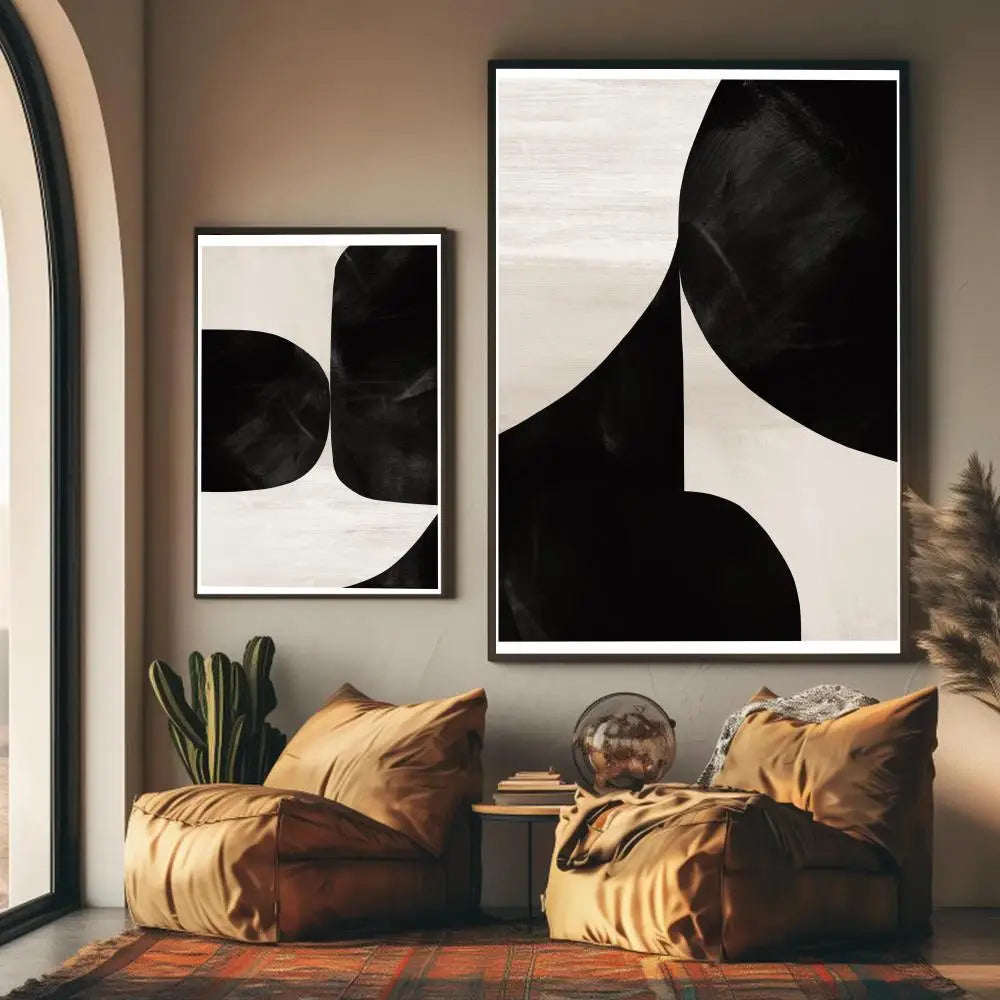 Black and White Artwork Painting Calligraphy Modern Aesthetic Canvas Wall Art Decor Print for Living Room Office Gallery Decor