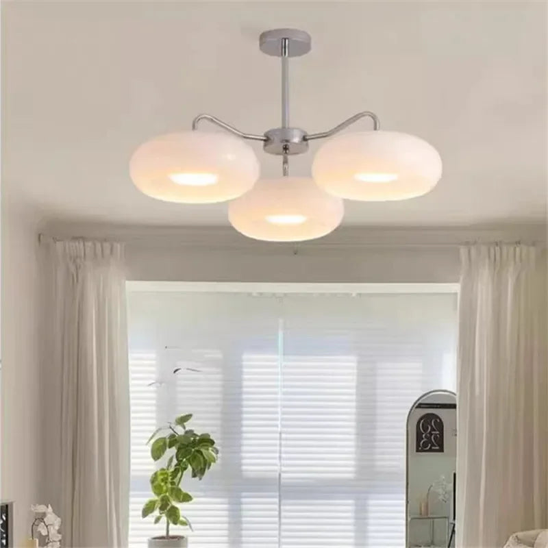 Winfordo French Glass chandelier light fixture mid century Brass hanging lamp for Living room Bedroom Corridor Balcony