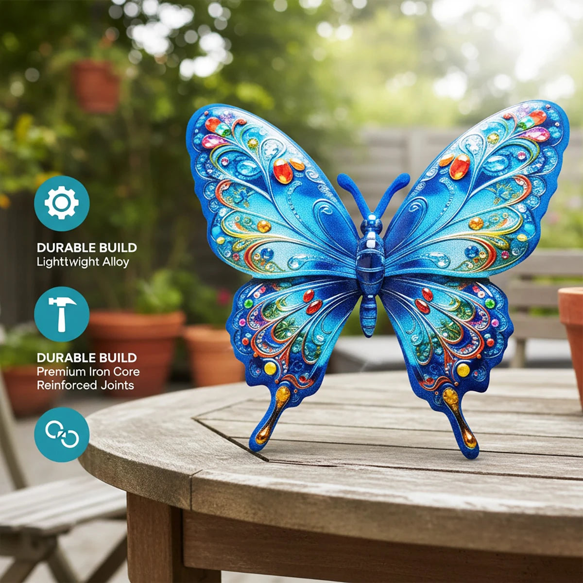 4PCS Vibrant Metal Butterfly Wall Art Decor, Rust-Resistant Outdoor Sculpture with Tool-Free Hook for Garden, Yard, Patio, Fence