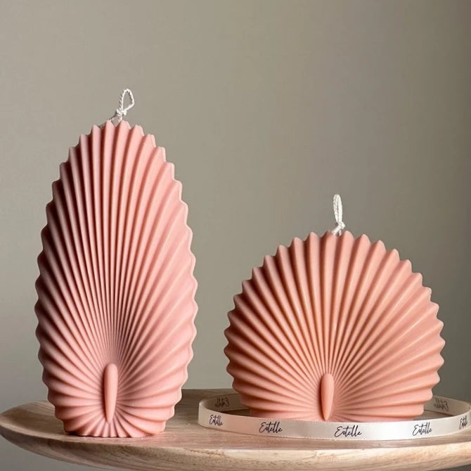 1-2Pcs/set 3D Sea Shell Candle Silicone Mold Relief Stripe Clam Shell Mould for Gypsum DIY Ellipse Ceramics Gifts Home Art Decor