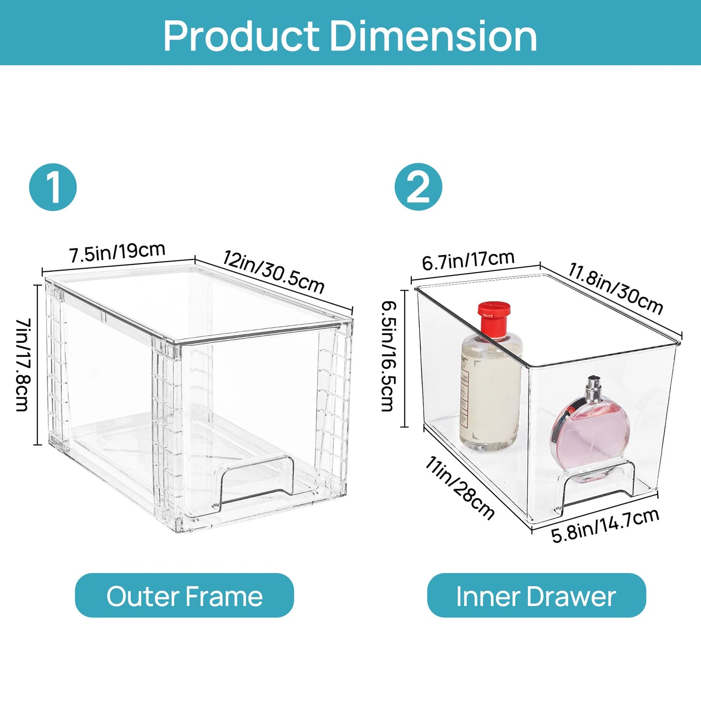 Acrylic Kitchen Cabinets Pantry Undersink Organizers and Storage Large Stackable Storage Drawers Plastic Bins Bathroom Closet