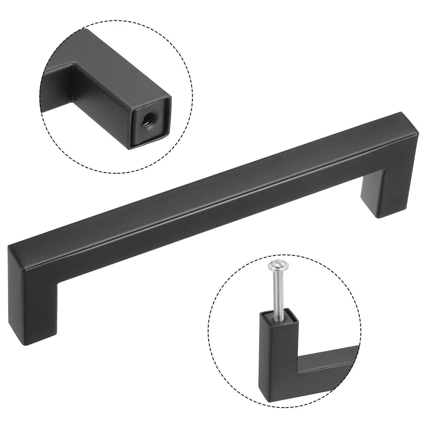 Square Bar Drawer Handles, 5 1/16 Inch Hole Center Modern Drawer Pulls Kitchen Cabinets Pull Stainless Steel Slim Cupboard Pulls