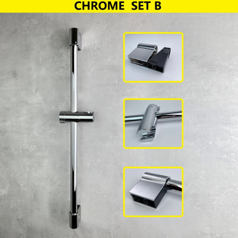 Shower Bar Angel Height Adjustable Sliding Hand Shower Bar Chrome Matt Black Stainless Steel 64cm Bathroom Fixtures
