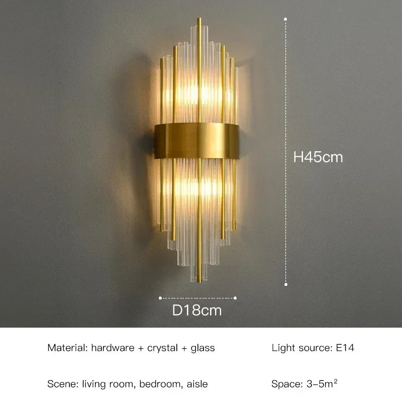 Modern LED Luxury Crystal Wall Lamps For Living Room Hall Foyer Hotel Indoor Home Art Decor Wall Sconces Gold Bedside Lights Wal