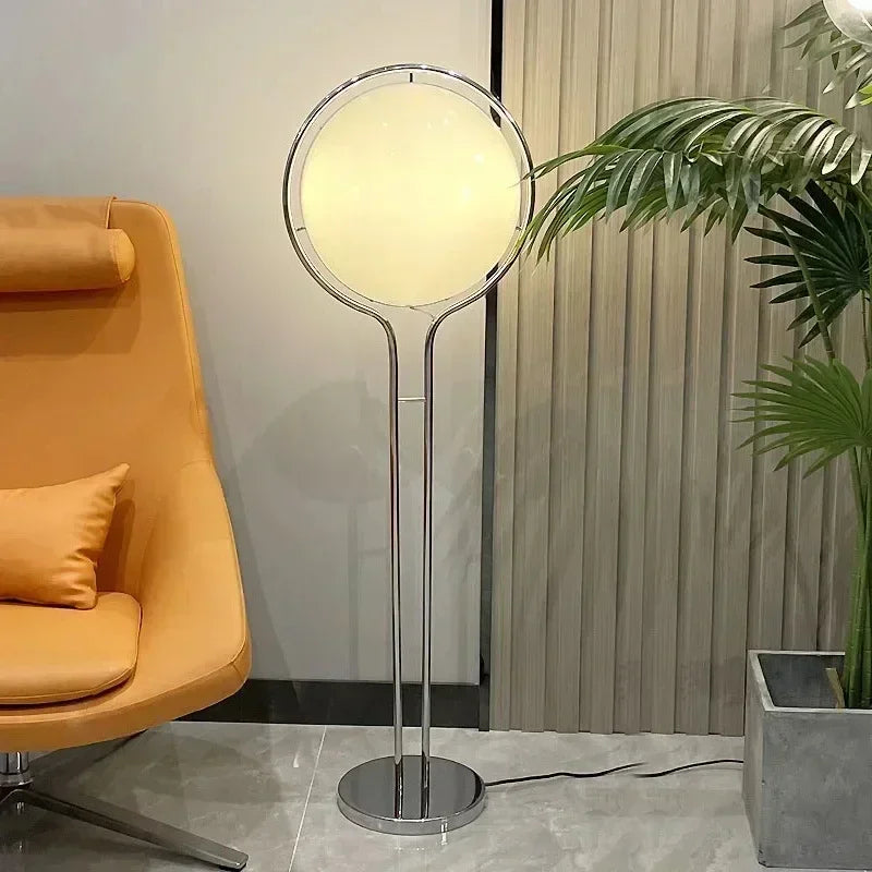 2026 Modern Creative Chrome Metal Floor Lamp White Acrylic Ball LED Standing Light for Living Room Hotel Room Sofa Art Decor
