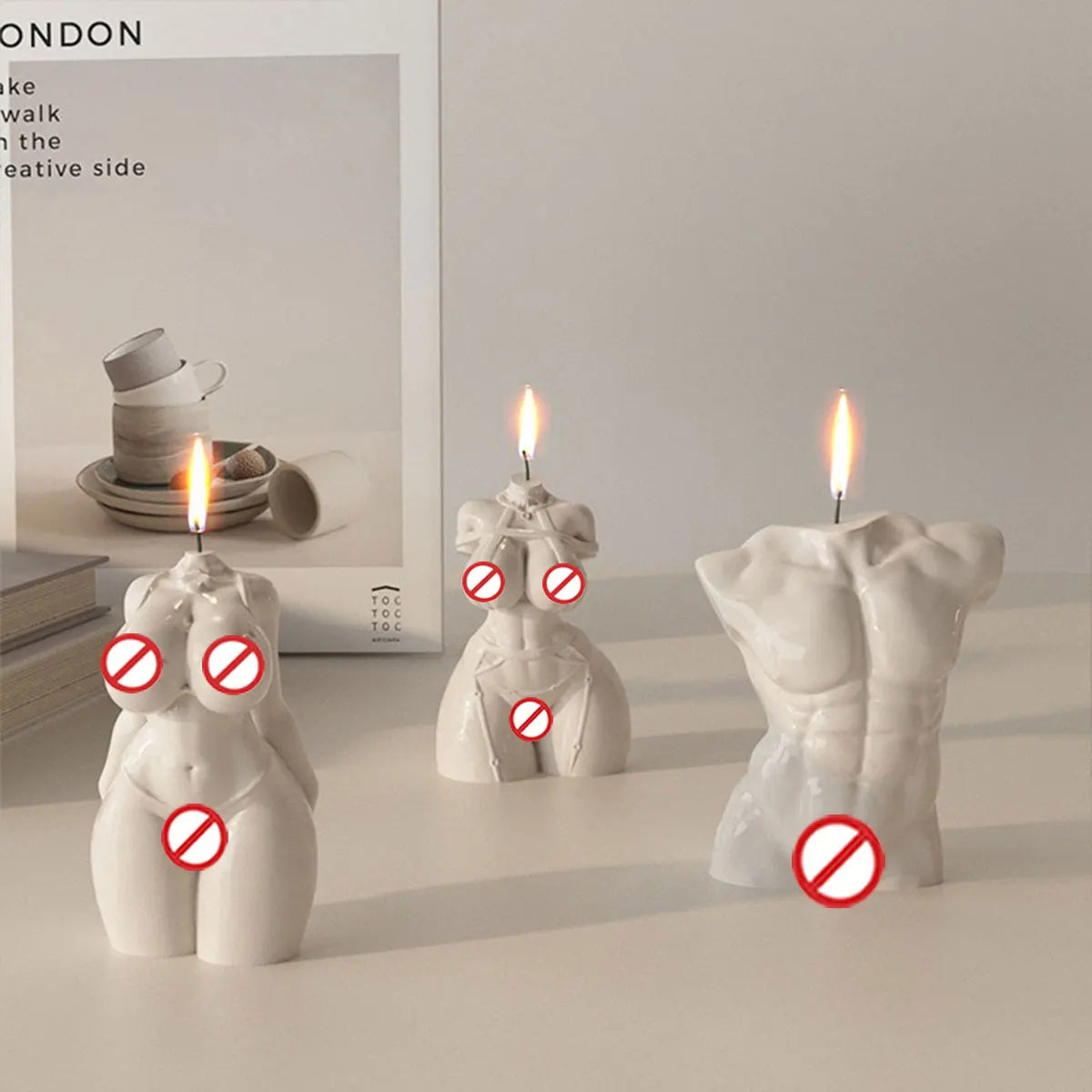 Artistic Headless Human Body Candle Silicone Mold 3D Female Body Statue Plaster mould Creative Humanoid Chocolate Art Decor gift
