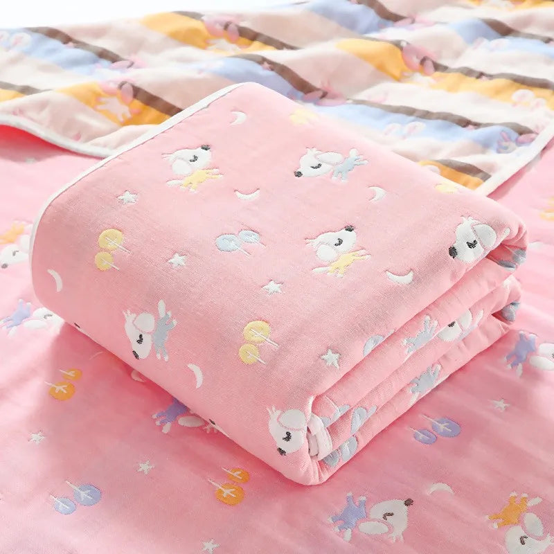 Muslin Baby Blankets Children 6 layers Gauze Cotton Soft Quilt Newborn Infant Swaddle Towel Kids Bath Towel 110*110cm