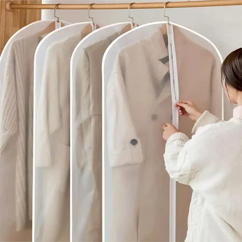 1-10PC Clothes Hanging Dust Cover Wedding Dress Cover Suit Coat Storage Bag Transparent Fully Enclosed Clothes Cover with Zipper