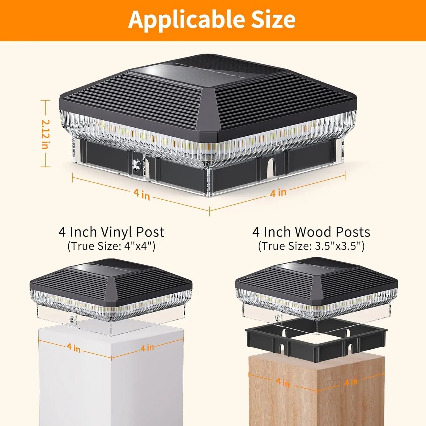 KPSTEK Solar Post Lights Outdoor Fence 40 LEDs 3 Modes