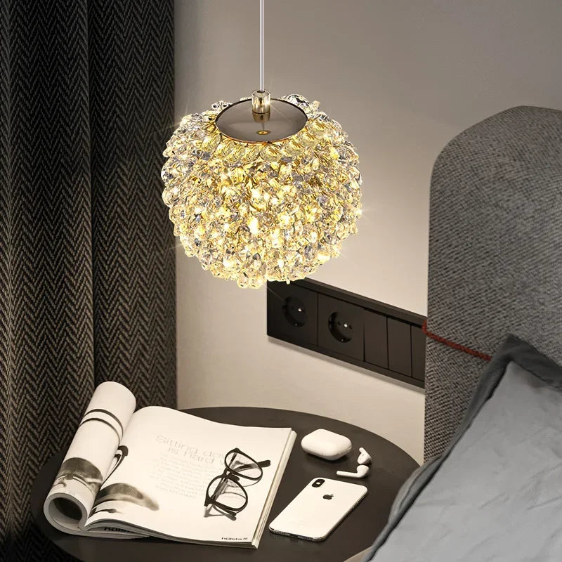 2024 New Luxury Bedside Crystal Chandelier High-end Warm Romantic Living Room Bedroom Aisle Ceiling Lamp Art Decor Light Fixture