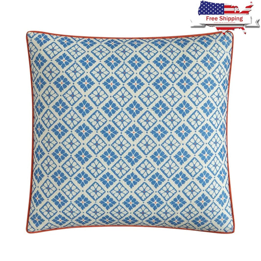 Decorative Throw Pillow Plush Comfort Home Accent Zip Closure Resilient Heritage Elegant Design Indoor Use Blue Eyes Medallion