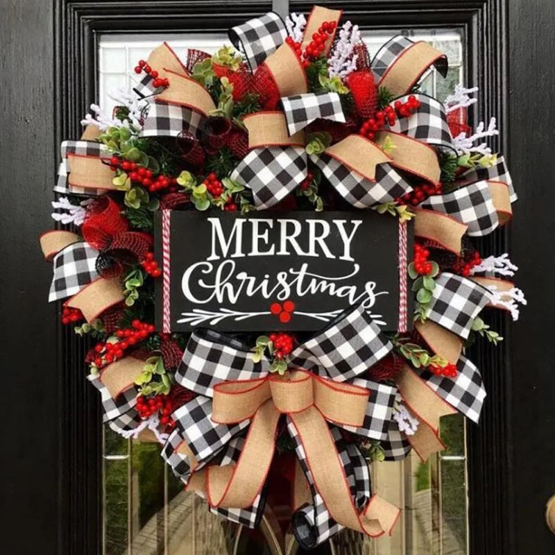 Festive Christmas Letter Wreath Decorations Featuring Artificial Red Berry Accents