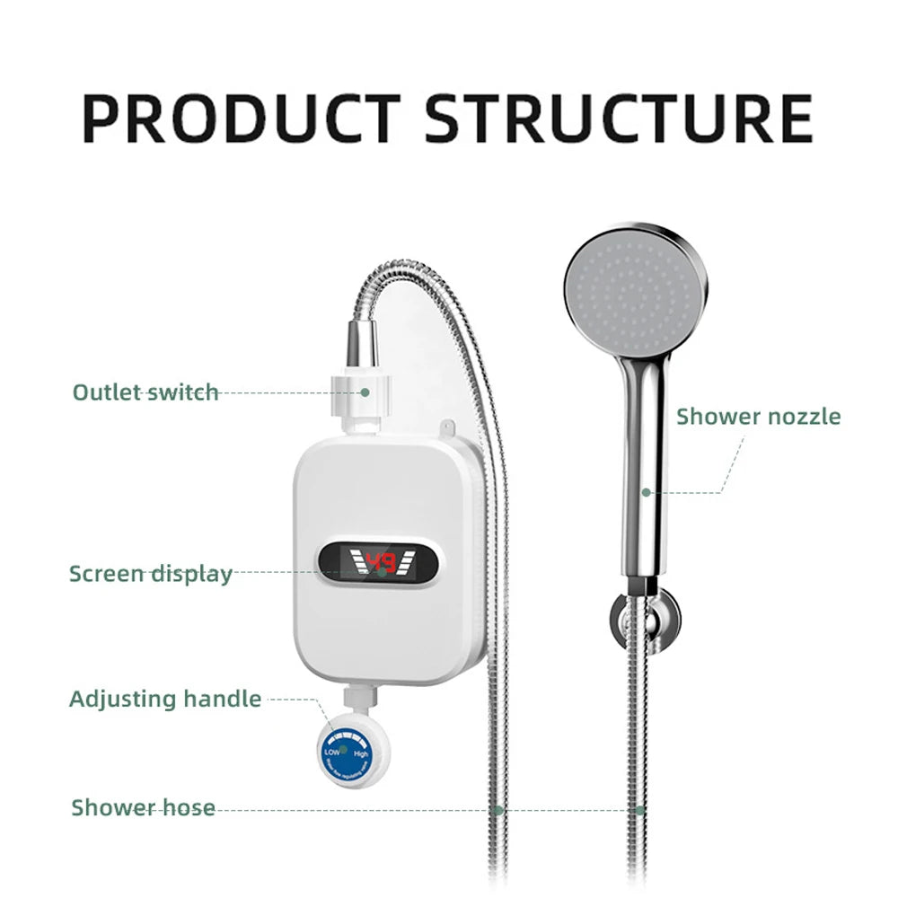Bathroom Tankless Instant Water Heater LCD Display Unit