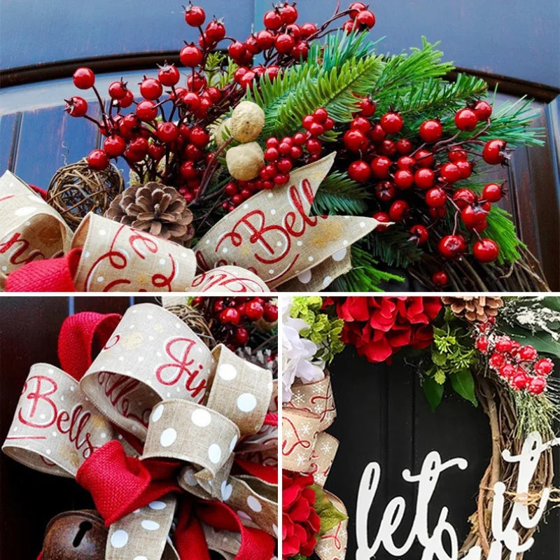 Festive Christmas Letter Wreath Decorations Featuring Artificial Red Berry Accents