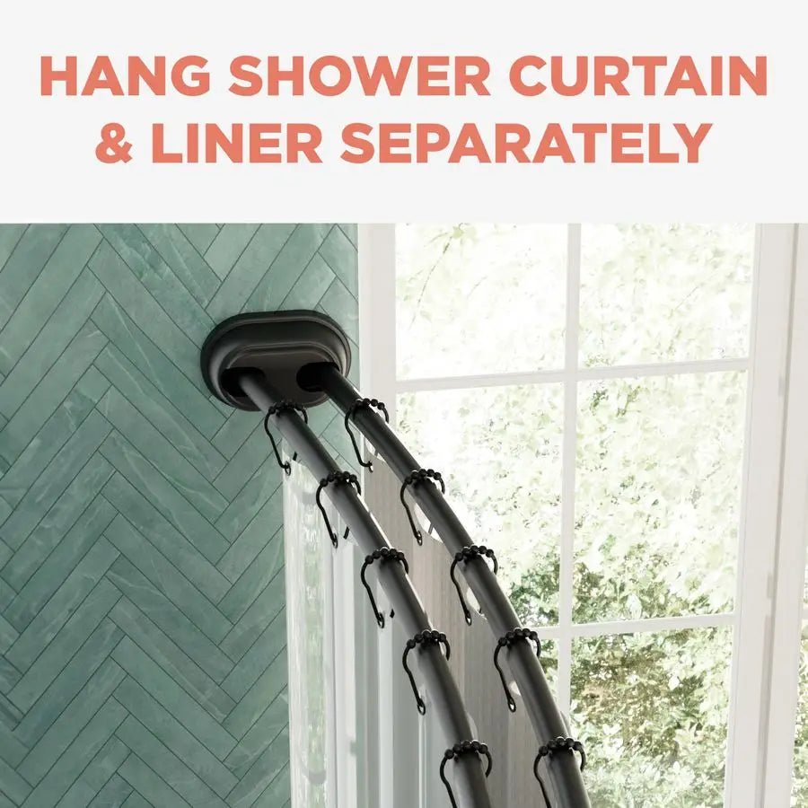 Double Curved Shower Curtain Rod, No Drill, 5072 Inch Adjustable Tension Curved Shower Rod for Bathroom, Rustproof Double Rod, N