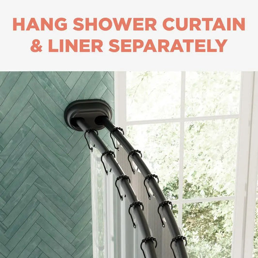 Double Curved Shower Curtain Rod, No Drill, 5072 Inch Adjustable Tension Curved Shower Rod for Bathroom, Rustproof Double Rod, N