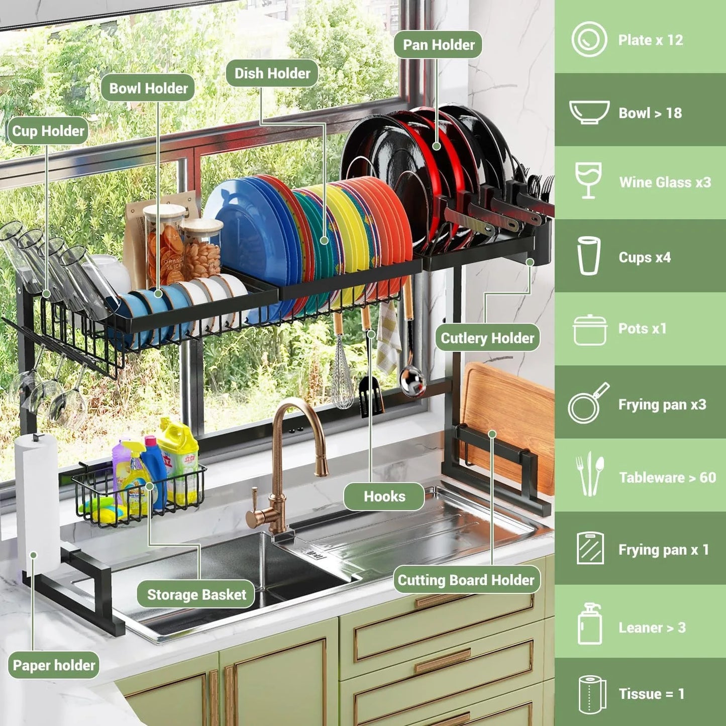 Over The Sink Dish Drying Rack Snap On Two Tier