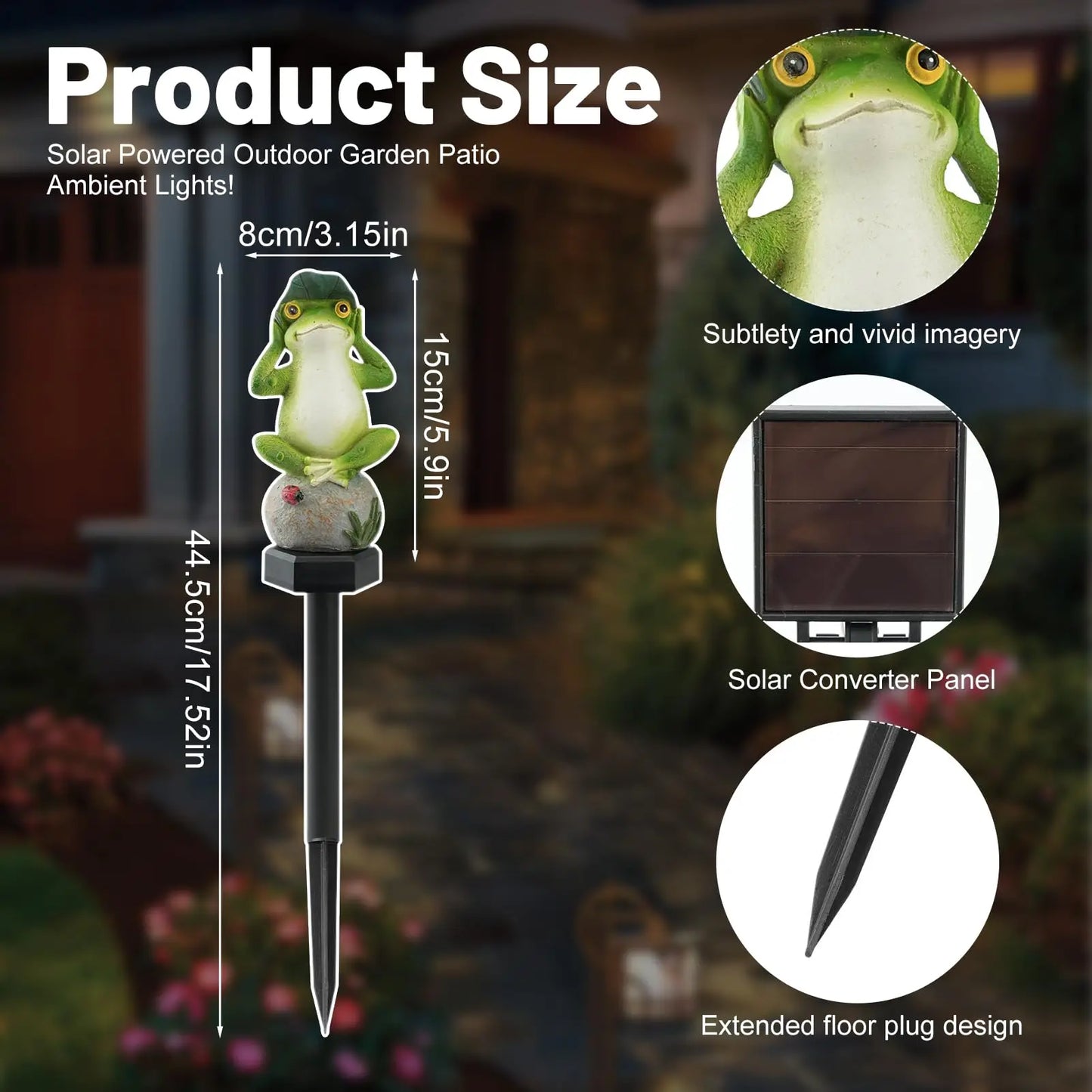 Cute Solar Powered Animal Statue LED Light Resin Frog Snail Figurine Waterproof Ornaments for Landscape Yard Garden Art Decor