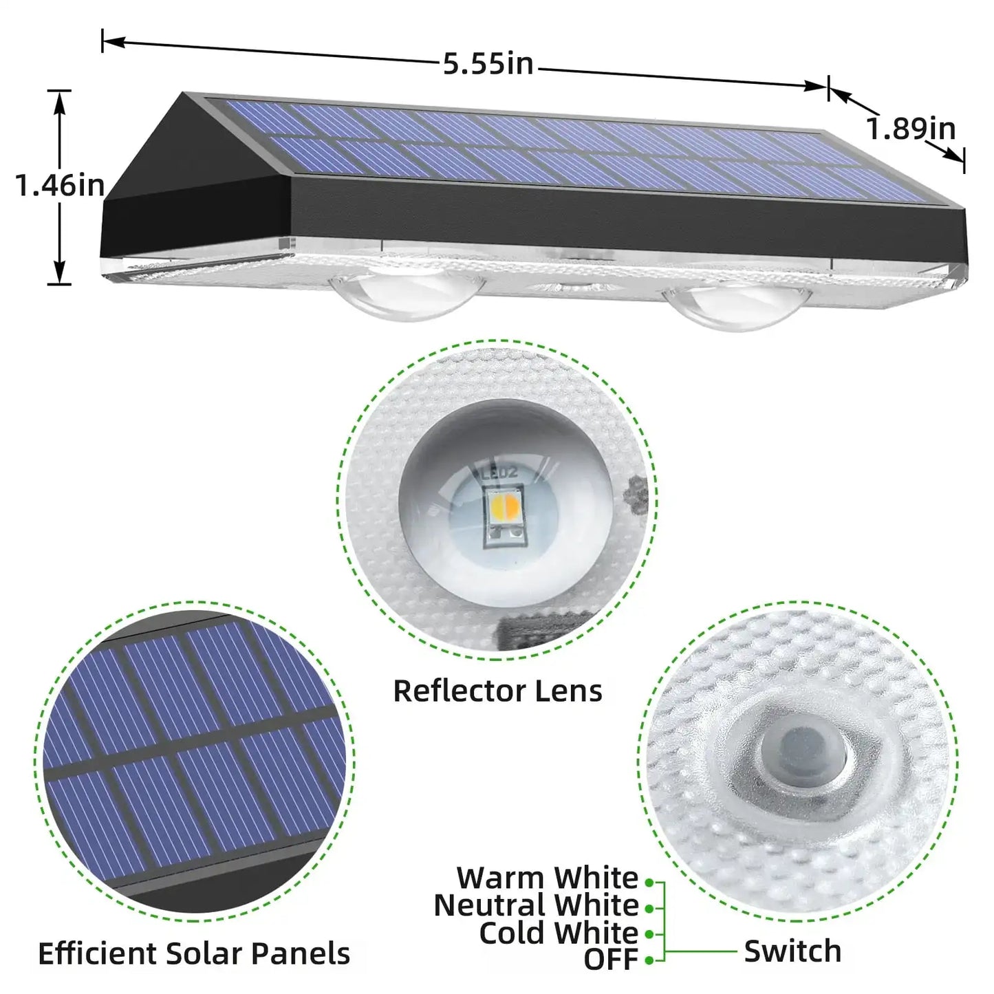 SZRSTH Solar Fence Lights Outdoor IP65 3Mode Lights 6 Pack
