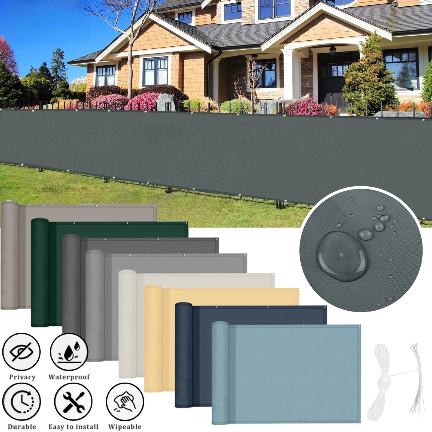 Balcony Privacy Screen Patio Fence Screen for Balcony Cover Waterproof Garden Sunshade Cloth with Grommets UV Protection Shelter
