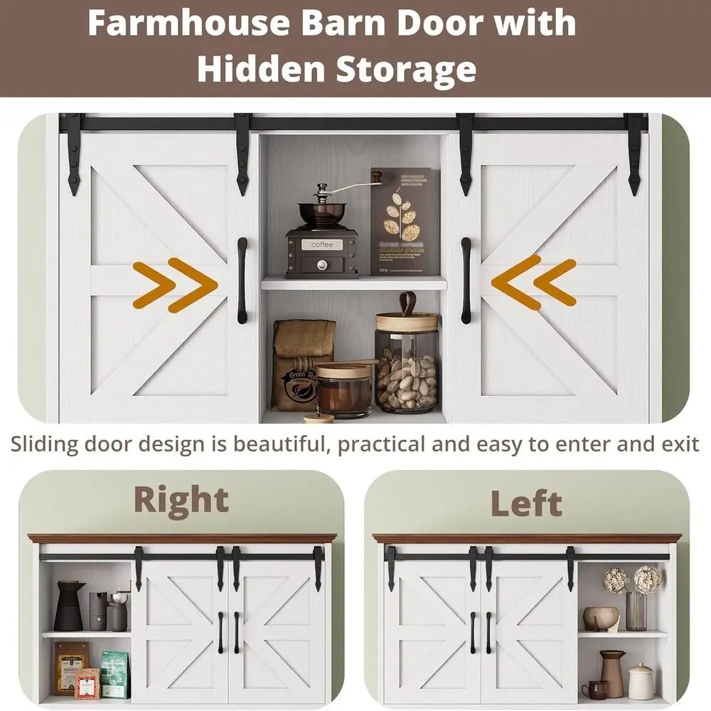 Ironck Farmhouse Kitchen Pantry Cabinet Microwave Stand