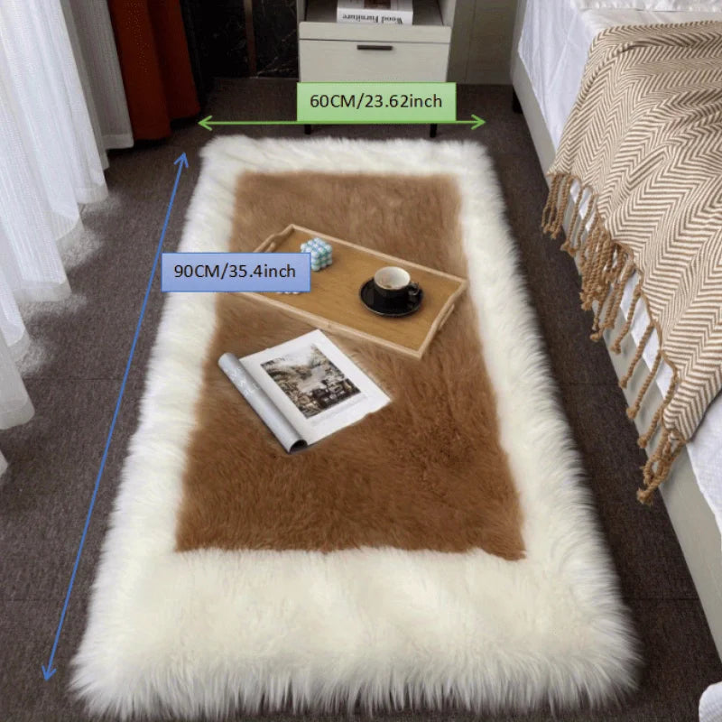 NONECN Soft Fluffy Sheepskin Rug Non Slip Machine Washable