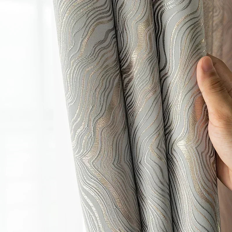 New Thick High-precision Black-out Curtains for Living Room Bedroom High-end Jacquard  Curtain Customize Soft Fabric Finished