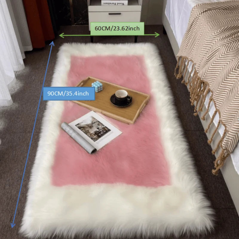 NONECN Soft Fluffy Sheepskin Rug Non Slip Machine Washable