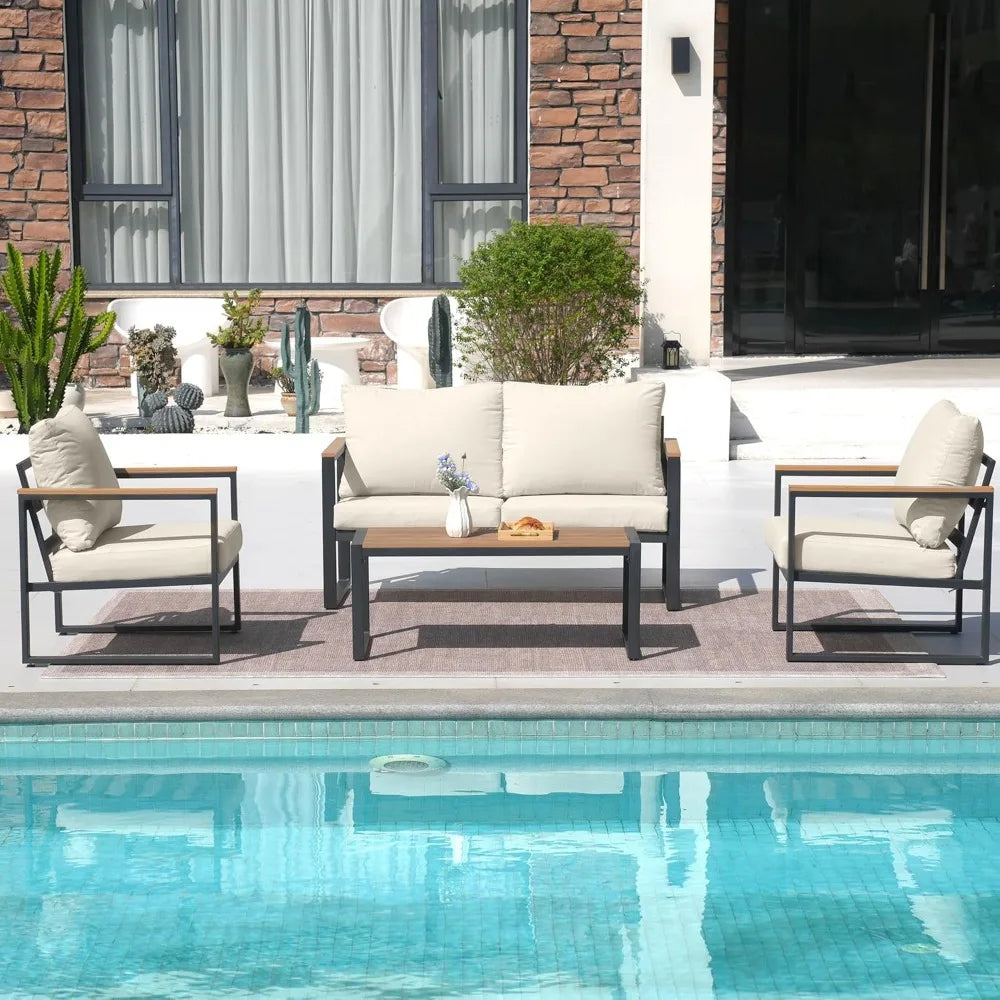 Huanzhuang Outdoor Patio Furniture Set 4 Piece Metal