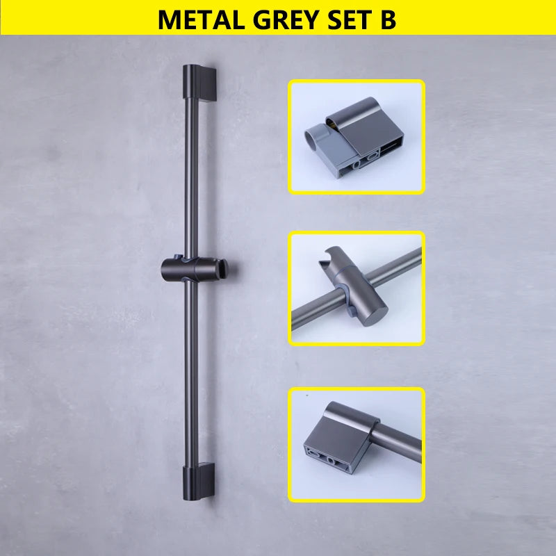 Shower Bar Angel Height Adjustable Sliding Hand Shower Bar Chrome Matt Black Stainless Steel 64cm Bathroom Fixtures