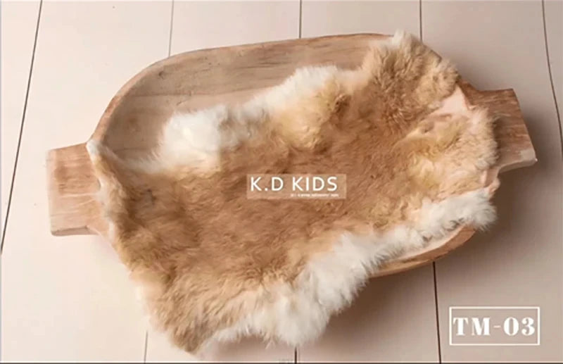 Newborn Photography Props Natural Rabbit Fur Rug Baby Photo Blankets Studio Infant Posing Basket Filled Background Accessories