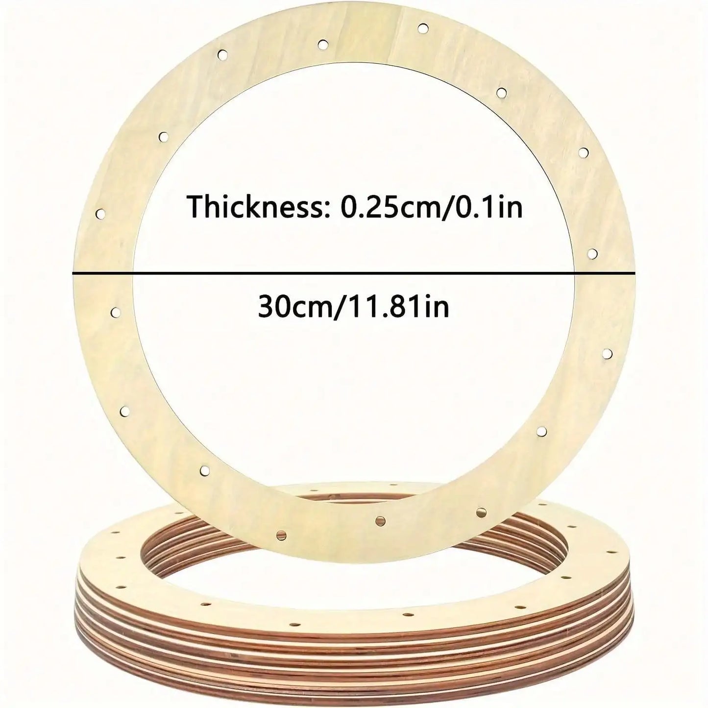 6pcs 12 Inch Unpainted Wooden Wreath Rings Crafts Hanging Floral Hoop Garland Wood Wreath Frames For Home Decor (16 Holes)