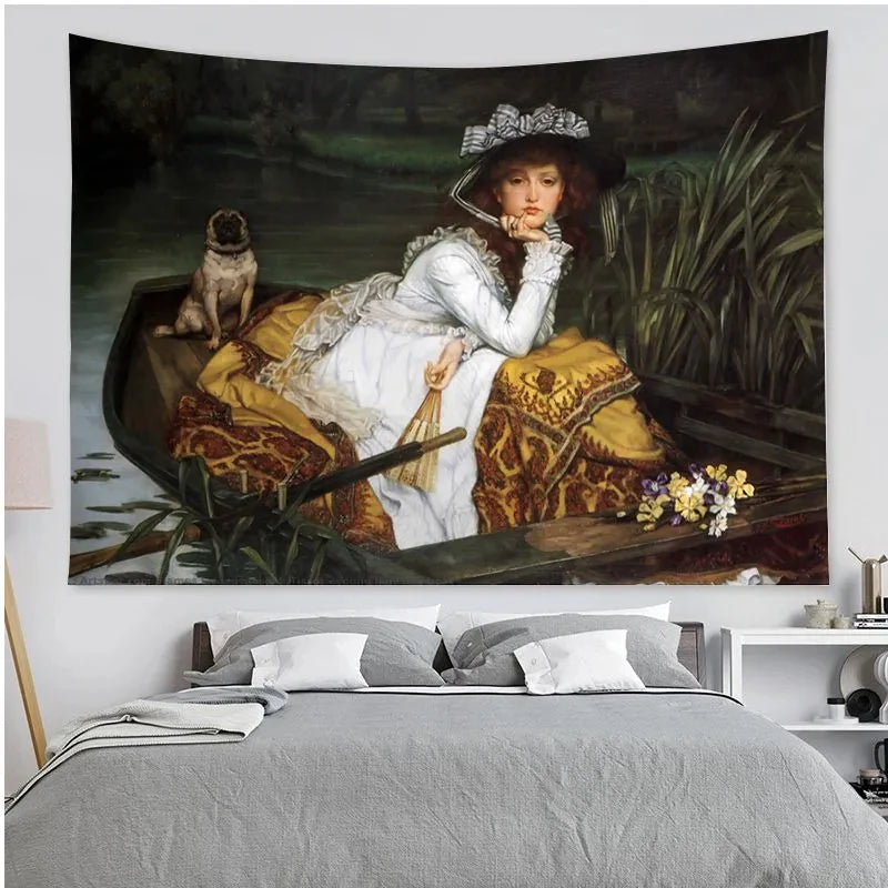 Renaissance Tapestry Oil Painting Art Tapestry Hippie Wall Hanging Tapestries Hanging Tarot Hippie Bedroom Dorm Wall Art Decor
